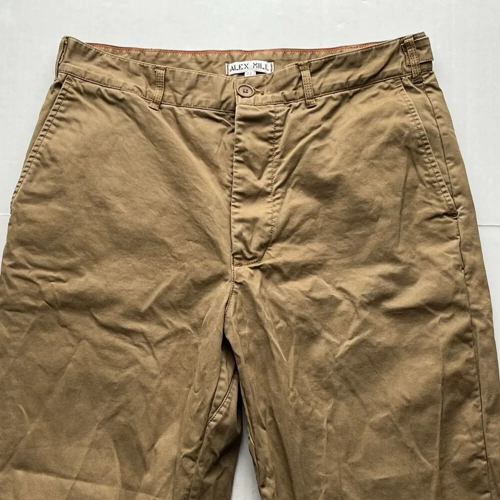 Alex Mill Chino Pants Mens 32X27 Button Fly Stretch Casual Tapered Twill Pants